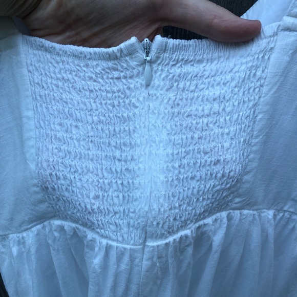 Lulus Good To Be Here Mini Dress Size S White Babydoll Cotton Linen Corset - Picture 15 of 16